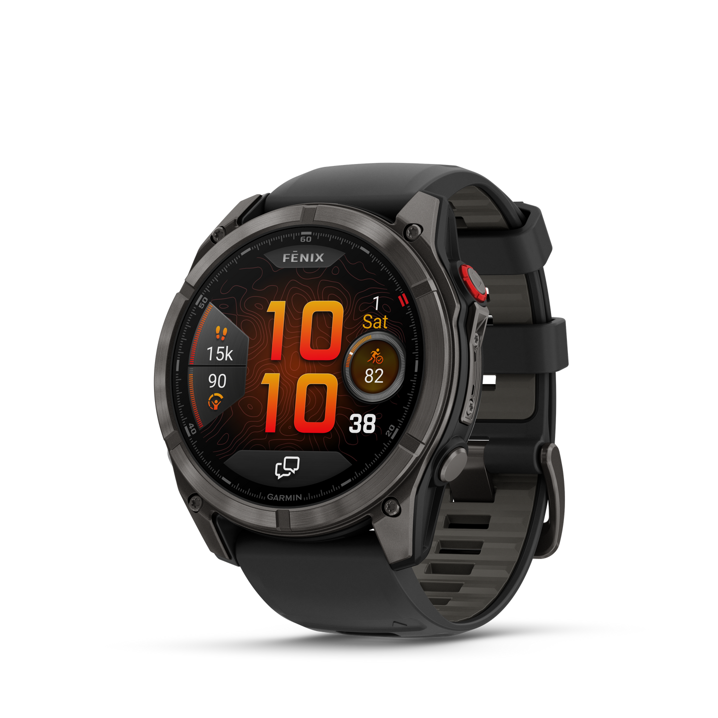 f?nix® 8 Pro – 51 mm, AMOLED, Sapphire, Carbon Gray DLC Titanium with Black/Pebble Gray Silicone Band