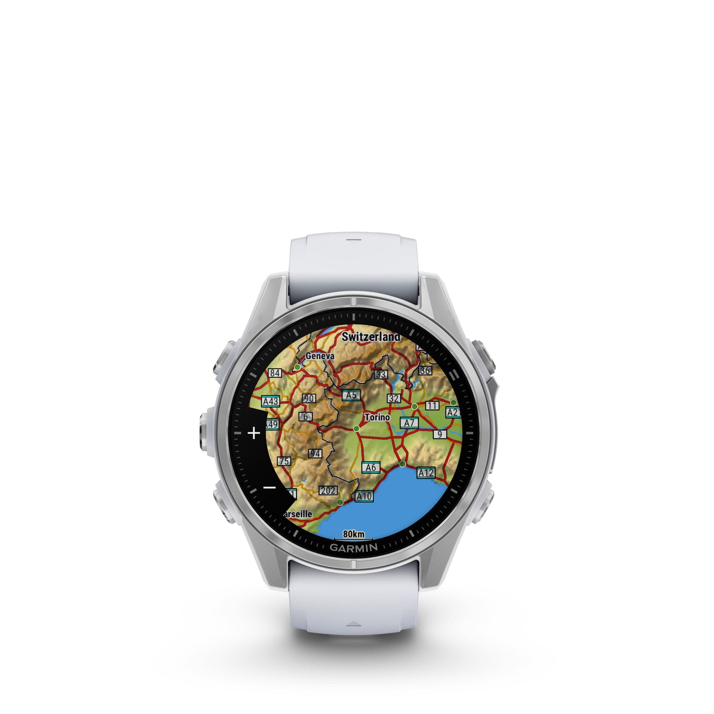 Garmin f?nix 8 – 43mm, AMOLED, Silver with Whitestone Silicone Band