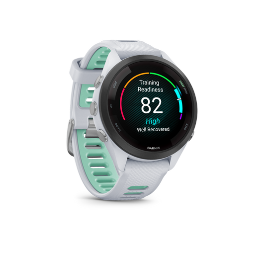 Forerunner® 265S, Black Bezel with Whitestone Case and Whitestone/Neo Tropic Silicone Band