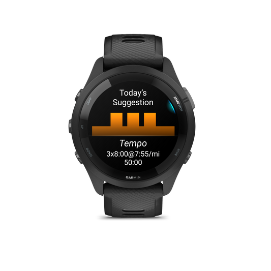 Forerunner® 265, Black Bezel and Case with Black/Powder Gray Silicone Band