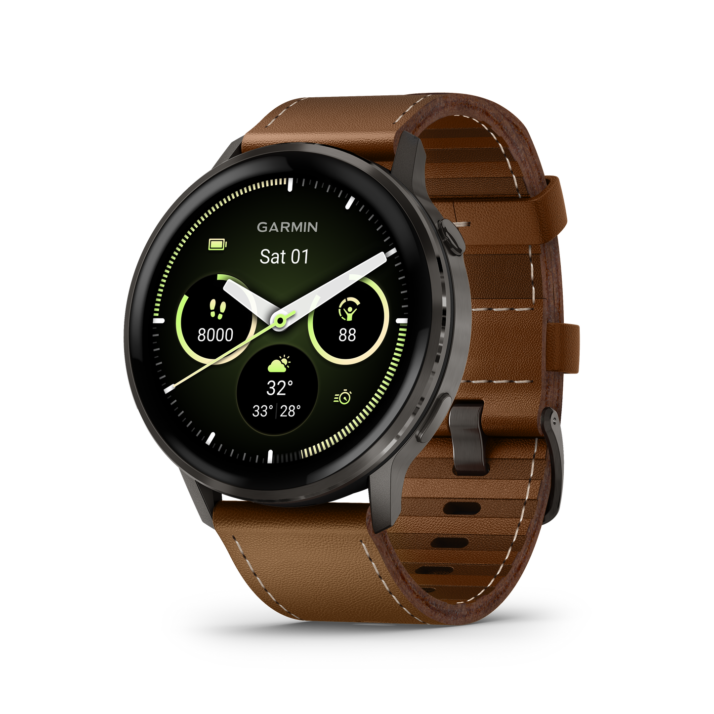 Venu® 4 – 45 mm, Slate with Black Silicone Band and Brown Leather Band