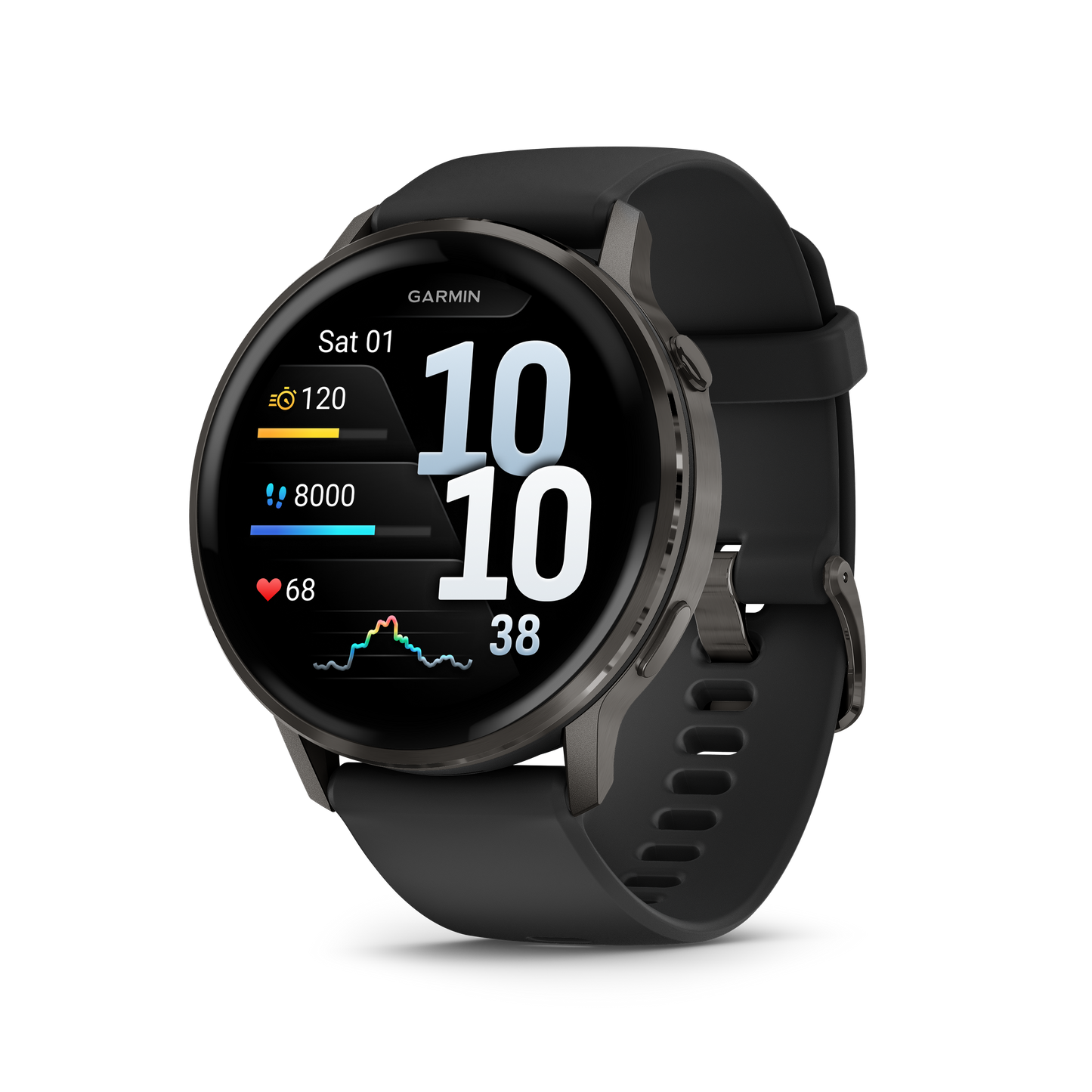 Venu® 4 – 45 mm, Slate with Black Silicone Band