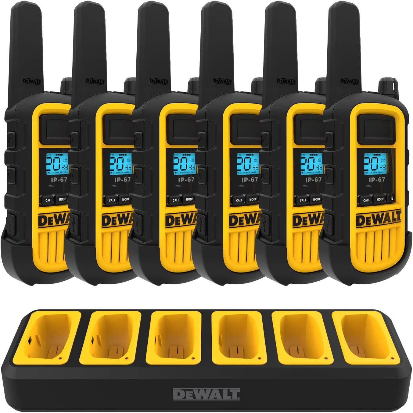 Dewalt Heavy Duty 12 DXFRS800 Radios with 2X 6 Port Chargers