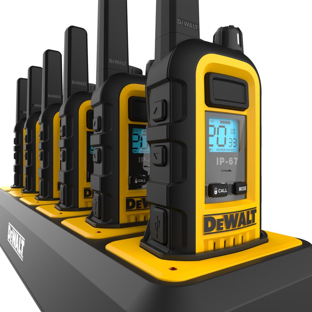 Dewalt Heavy Duty 48 DXFRS300 Radios with 8X 6 Port Chargers