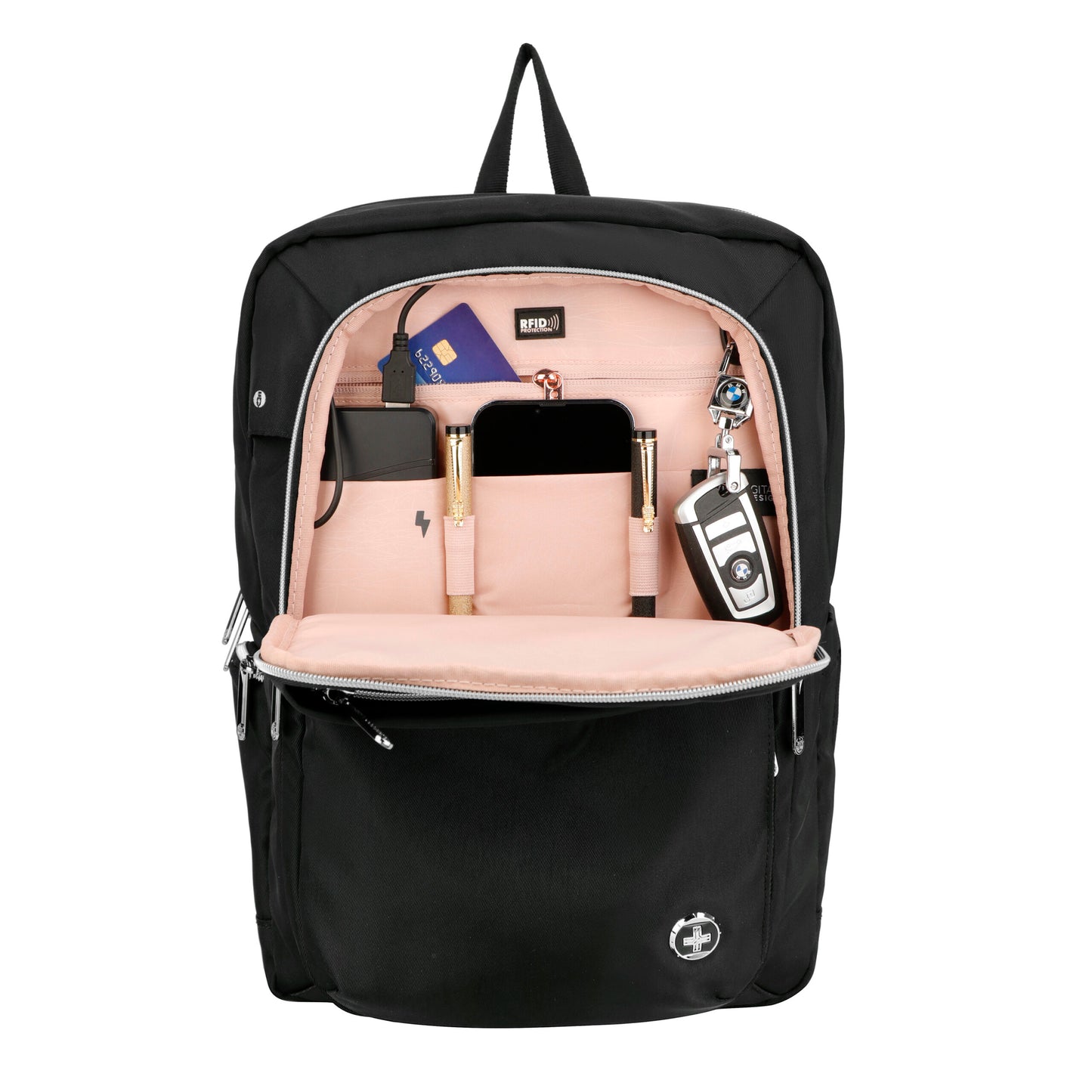 KATY ROSE Black Platinum Backpack