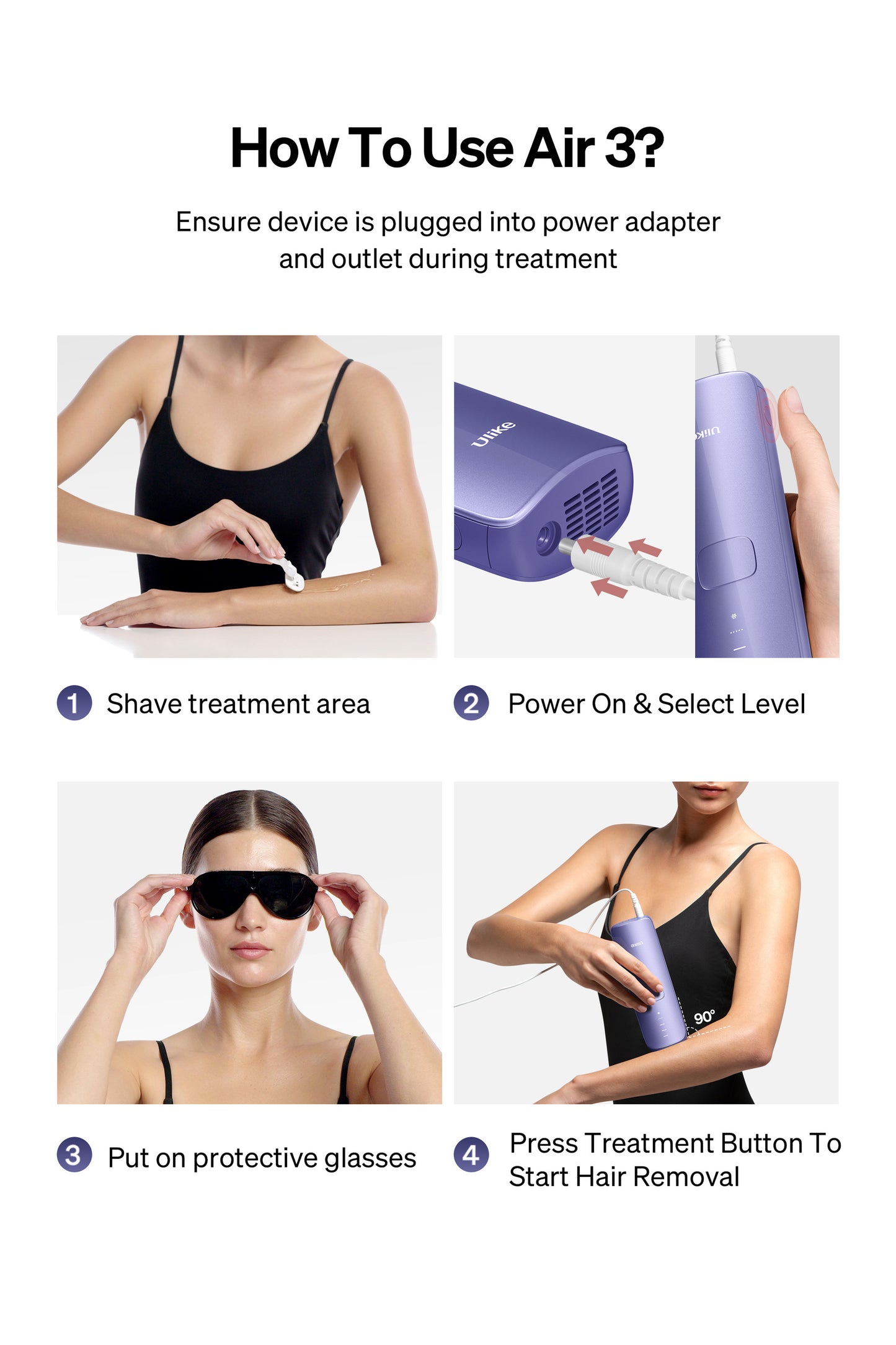 Ulike Air 3, Purple - IPL Hair Removal Device