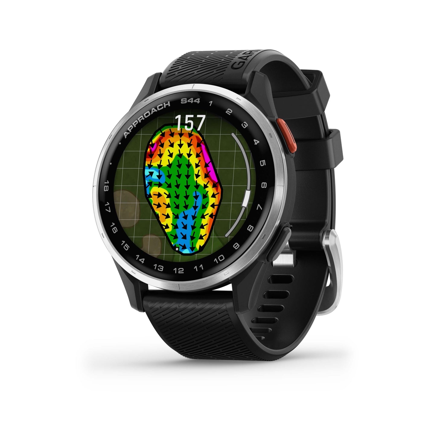 Approach® S44, Silver Aluminum Bezel with Black Silicone Band