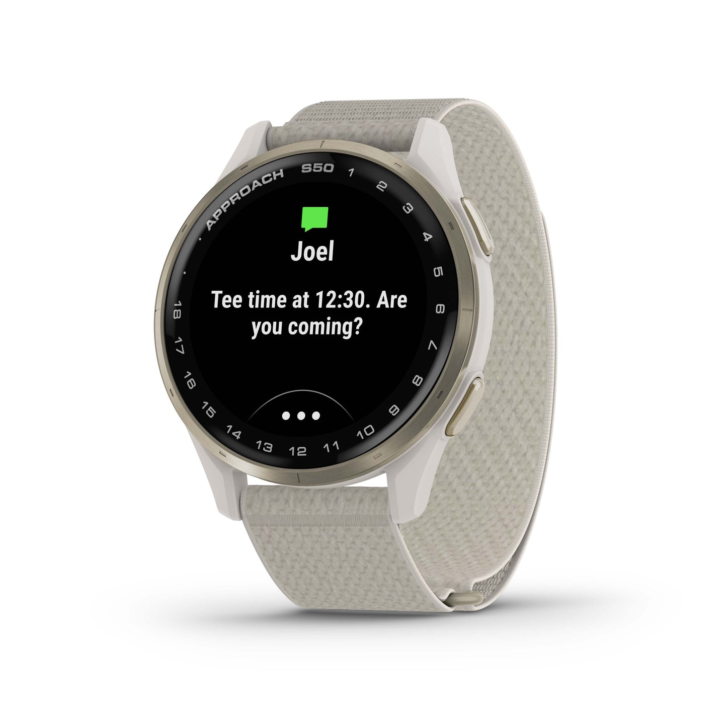 Approach® S50, Cream Gold Aluminum Bezel with Ivory ComfortFit Nylon Band