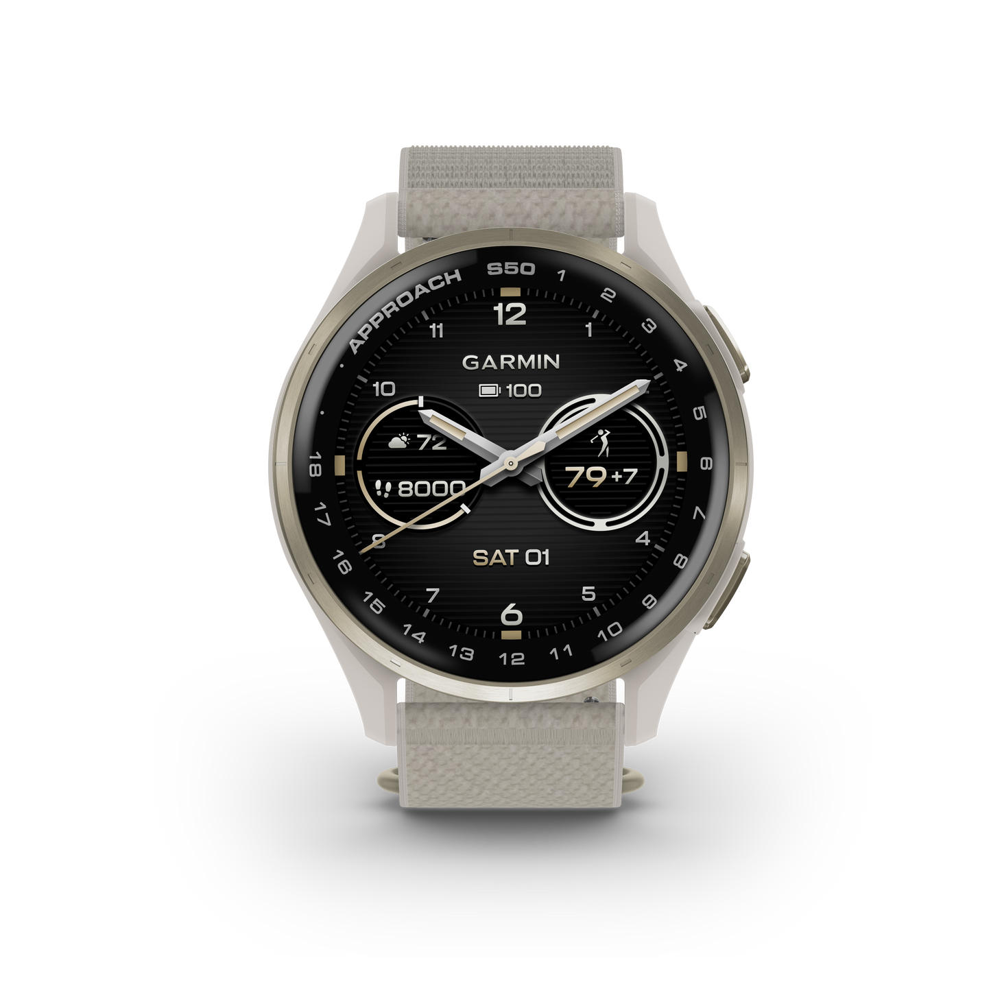 Approach® S50, Cream Gold Aluminum Bezel with Ivory ComfortFit Nylon Band