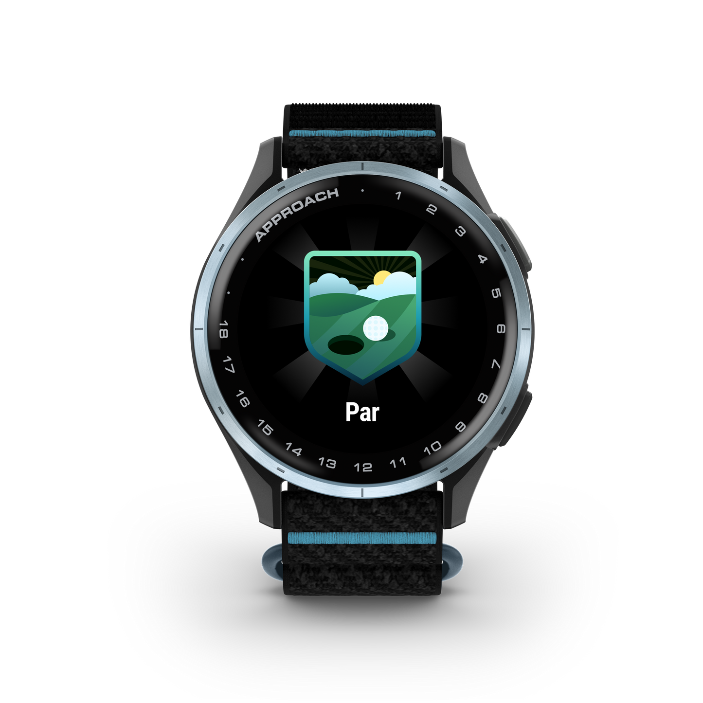 Approach J1 - Cloud Blue Aluminum Bezel with Black/Azure ComfortFit Fabric Band