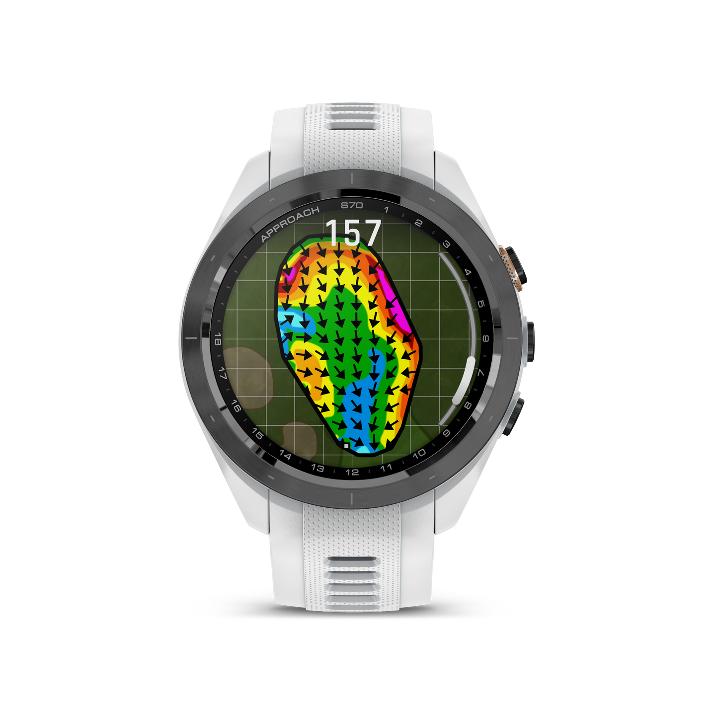 Approach® S70 - 42mm, Black/Peach Ceramic Bezel with White Silicone Band