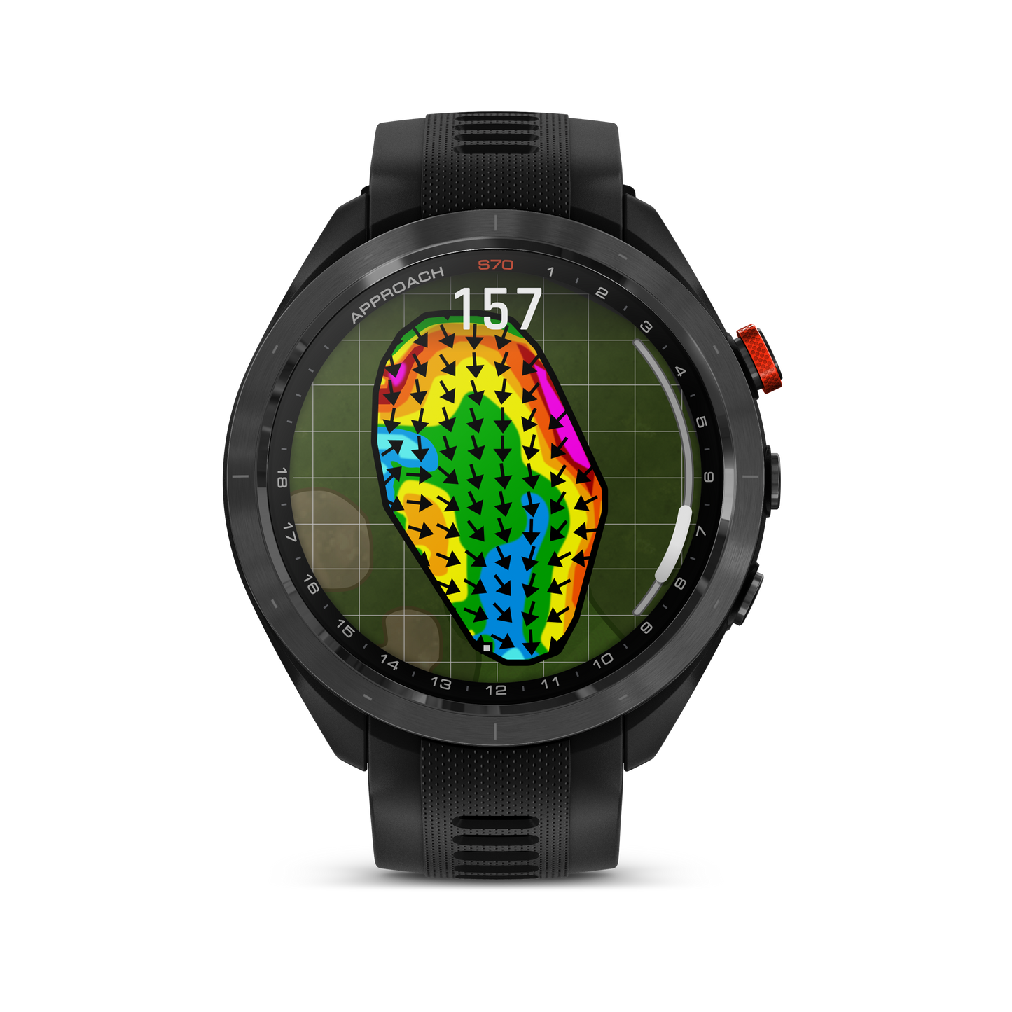 Approach® S70 - 47mm, Black/Red Ceramic Bezel with Black Silicone Band