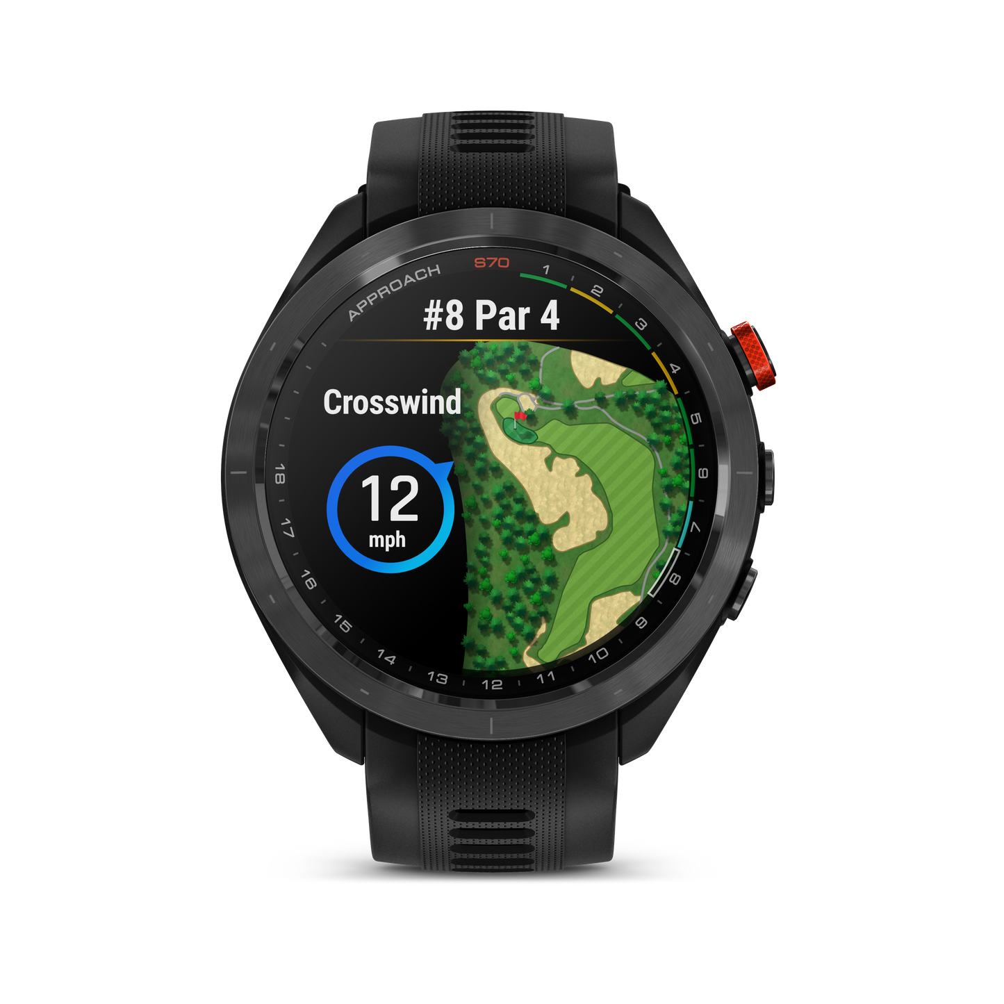 Approach® S70 - 47mm, Black/Red Ceramic Bezel with Black Silicone Band
