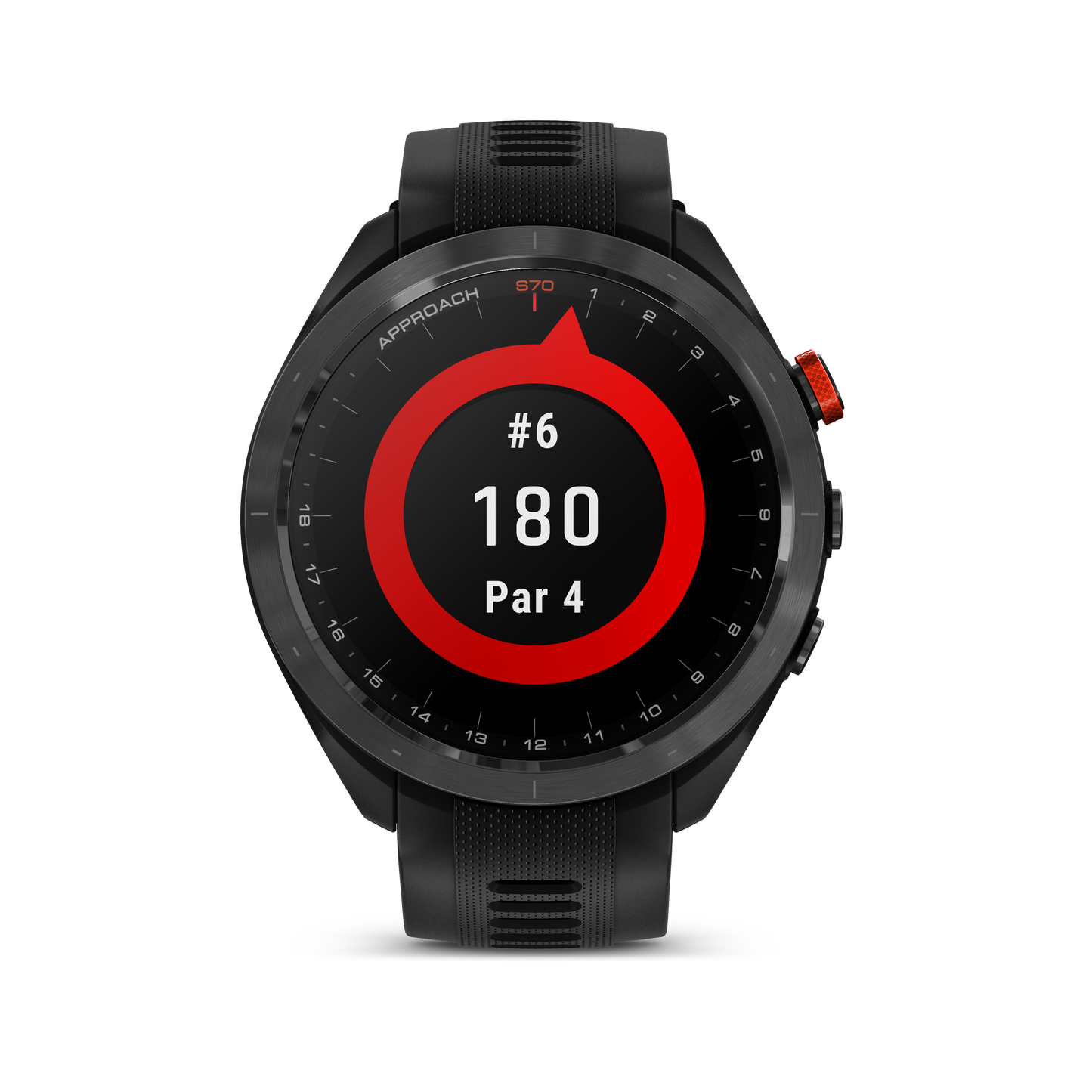 Approach® S70 - 47mm, Black/Red Ceramic Bezel with Black Silicone Band