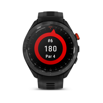 Approach® S70 - 47mm, Black/Red Ceramic Bezel with Black Silicone Band
