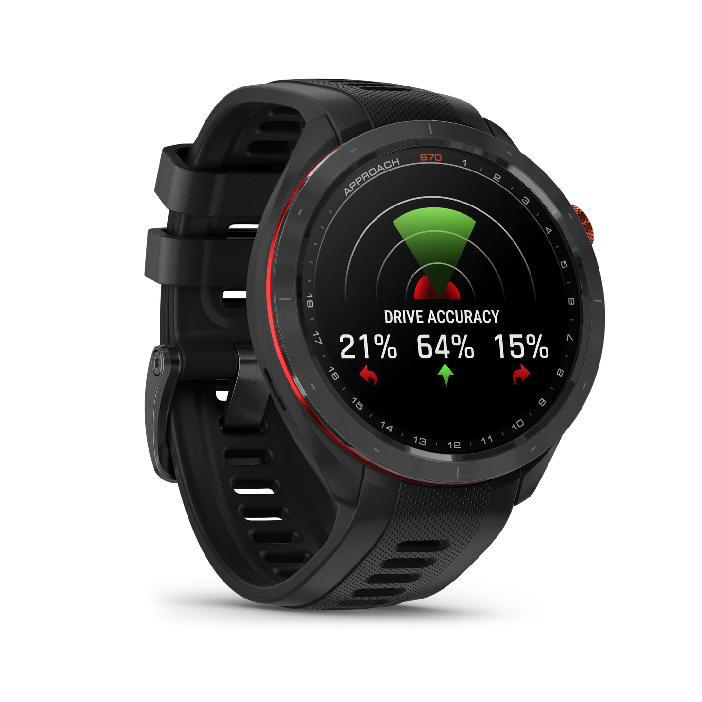 Approach® S70 - 47mm, Black/Red Ceramic Bezel with Black Silicone Band