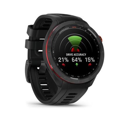 Approach® S70 - 47mm, Black/Red Ceramic Bezel with Black Silicone Band