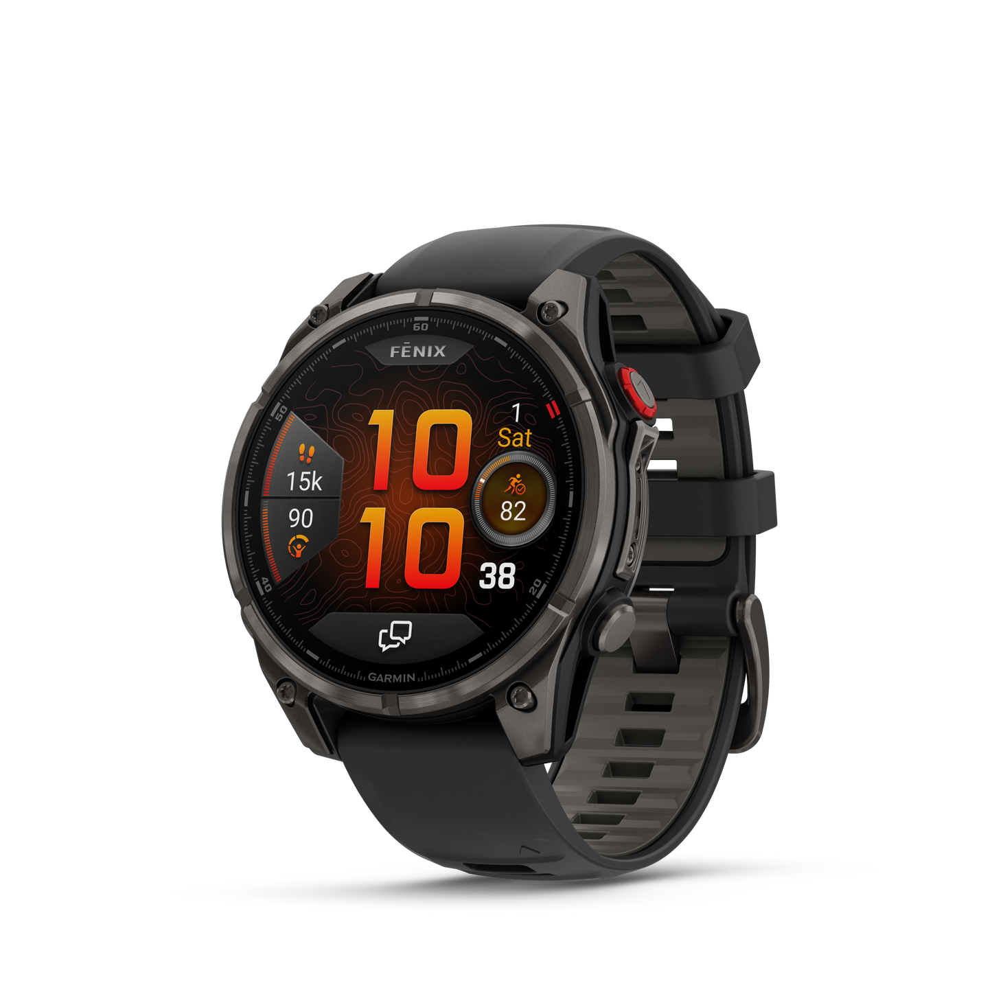 f?nix® 8 Pro – 47 mm, AMOLED, Sapphire, Carbon Gray DLC Titanium with Black/Pebble Gray Silicone Band