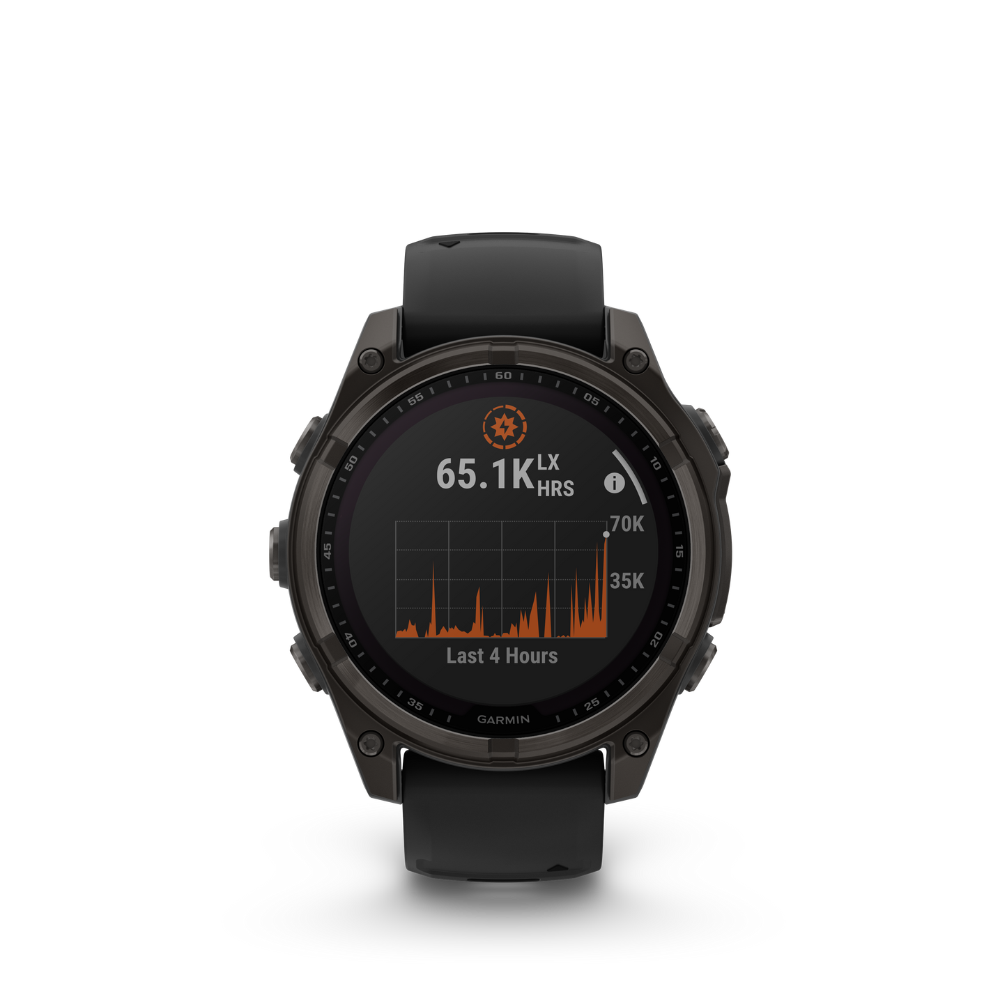 Garmin f?nix 8 – 47 mm, Solar Sapphire, Carbon Gray DLC Titanium with Black/Pebble Gray Silicone Band