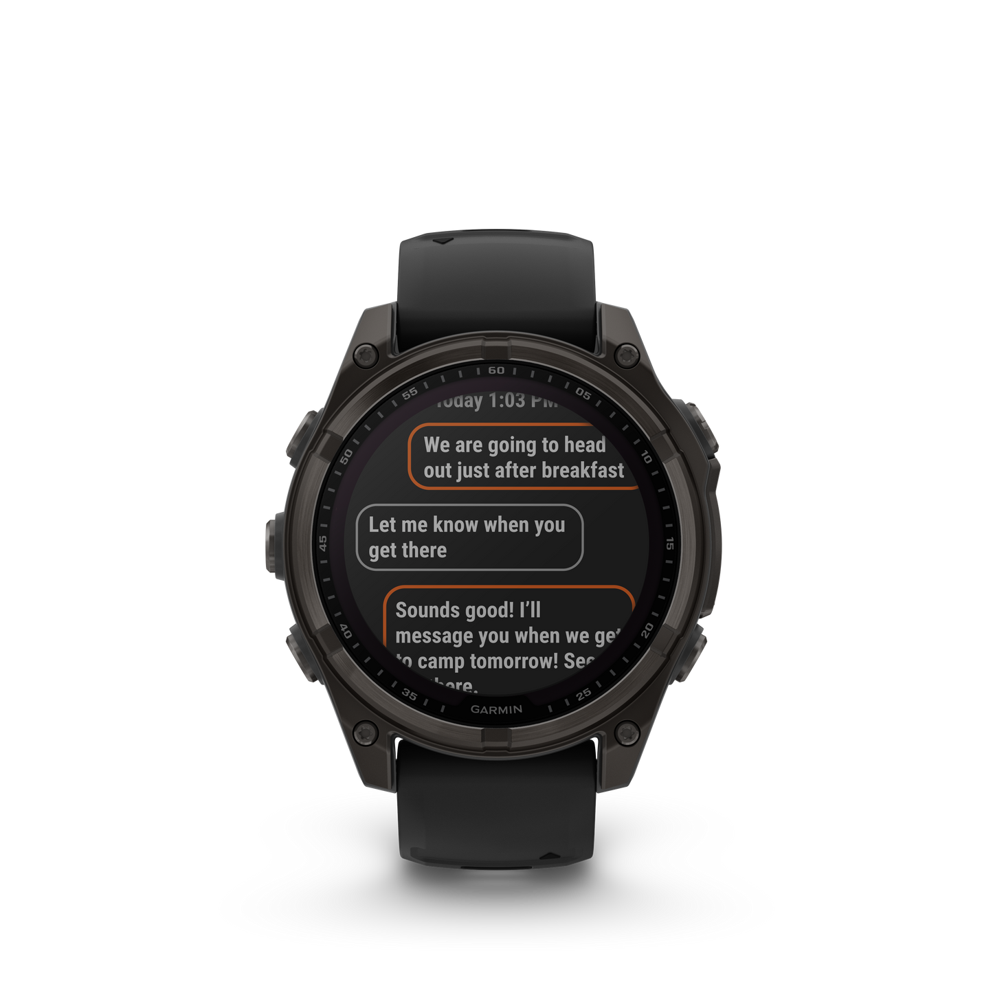 Garmin f?nix 8 – 47 mm, Solar Sapphire, Carbon Gray DLC Titanium with Black/Pebble Gray Silicone Band