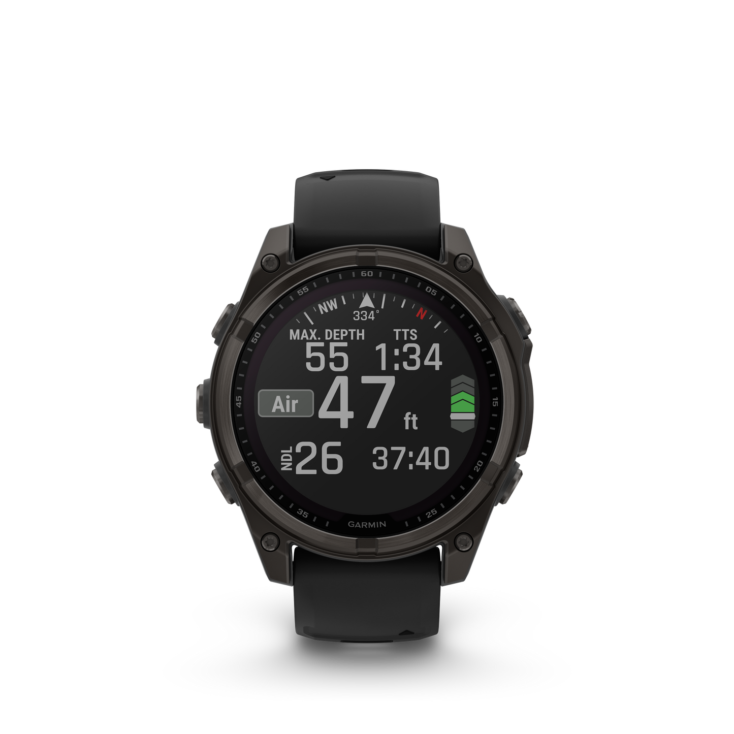 Garmin f?nix 8 – 47 mm, Solar Sapphire, Carbon Gray DLC Titanium with Black/Pebble Gray Silicone Band