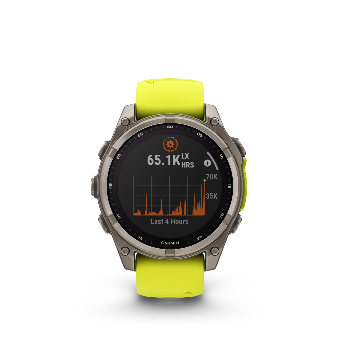 Garmin f?nix 8 – 47mm, Solar Sapphire, Titanium with Amp Yellow/Graphite Silicone Band