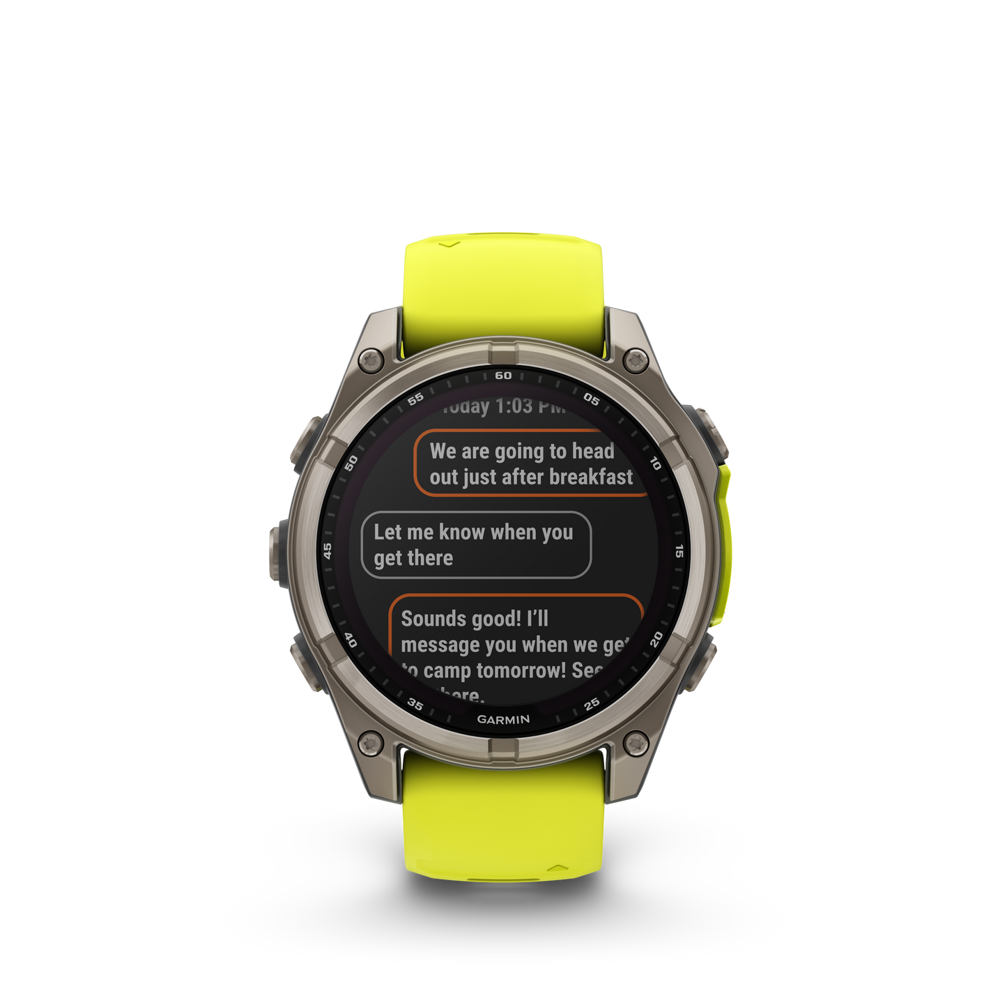 Garmin f?nix 8 – 47mm, Solar Sapphire, Titanium with Amp Yellow/Graphite Silicone Band