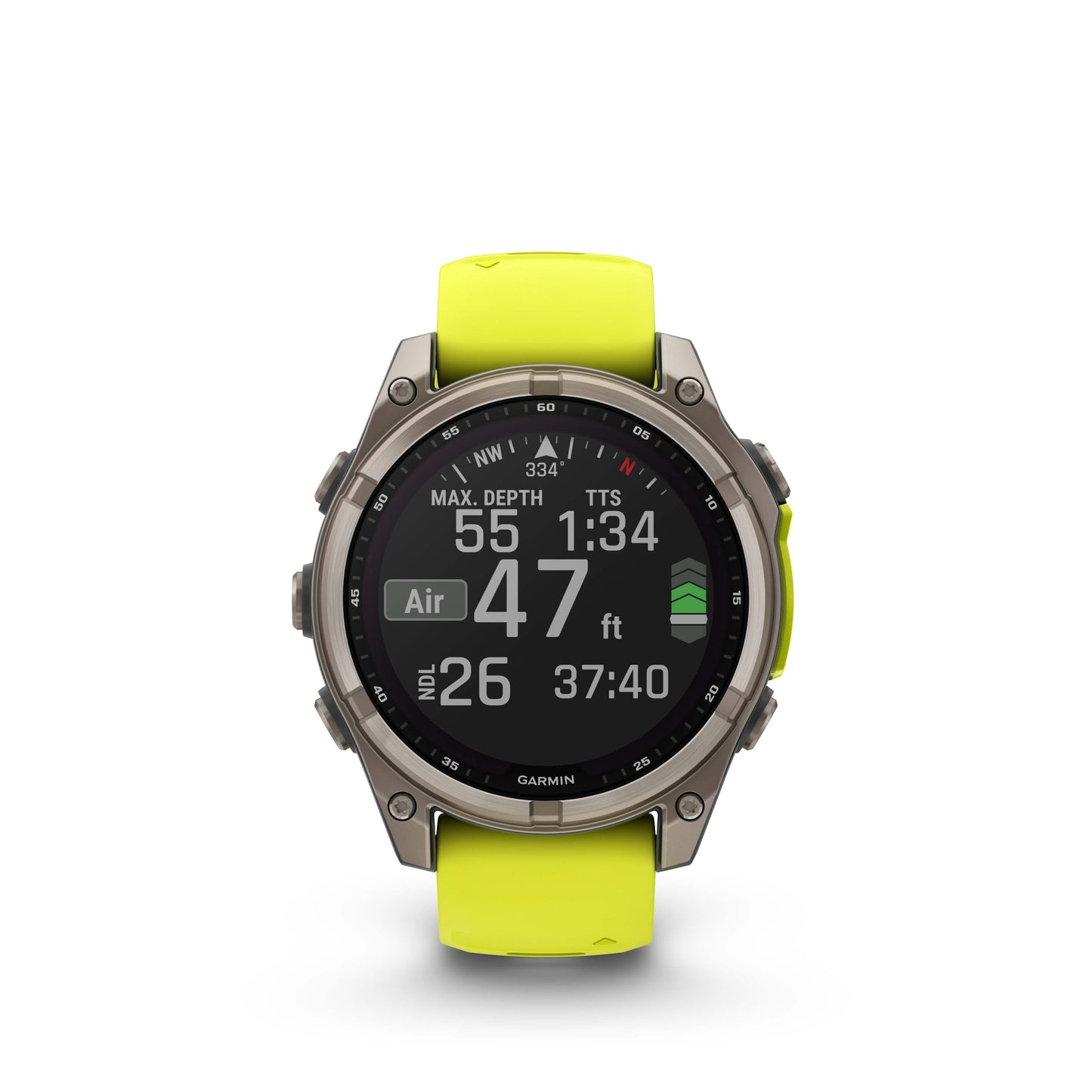 Garmin f?nix 8 – 47mm, Solar Sapphire, Titanium with Amp Yellow/Graphite Silicone Band