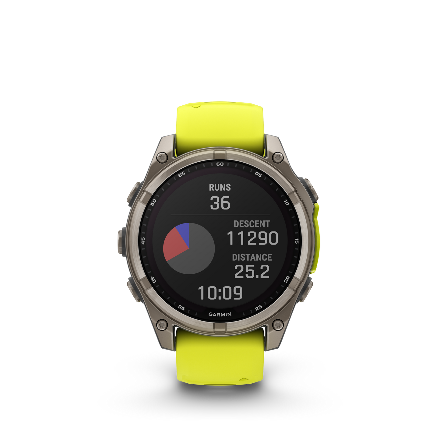 Garmin f?nix 8 – 47mm, Solar Sapphire, Titanium with Amp Yellow/Graphite Silicone Band