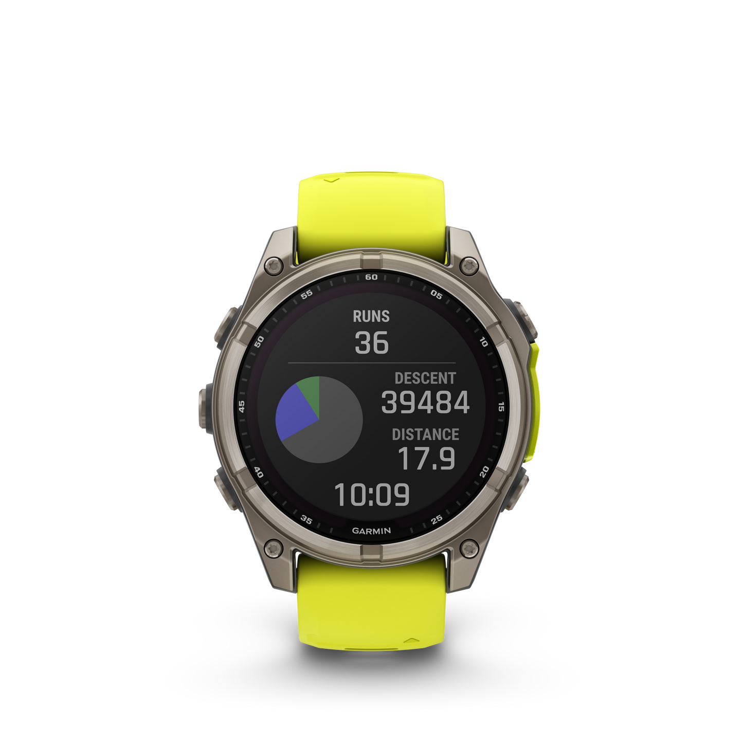 Garmin f?nix 8 – 47mm, Solar Sapphire, Titanium with Amp Yellow/Graphite Silicone Band