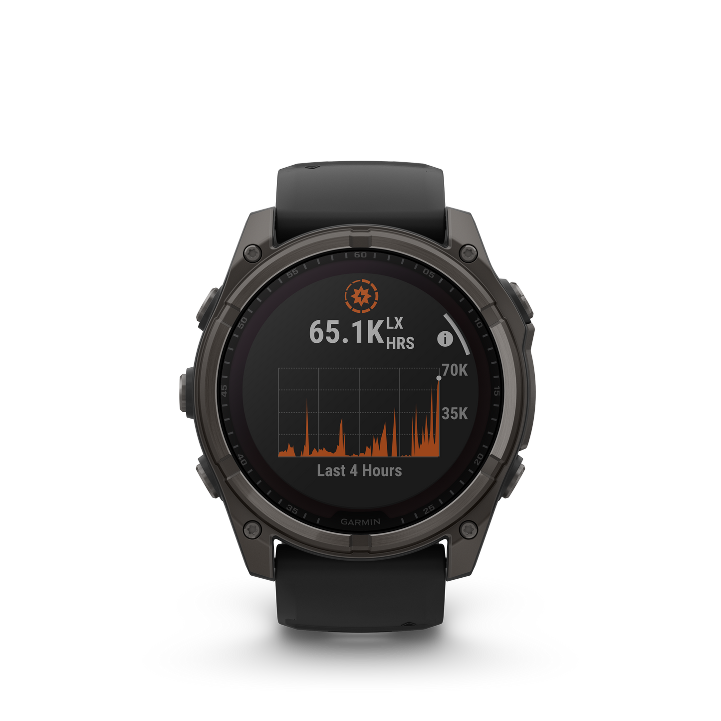 Garmin f?nix 8 – 51mm, Solar Sapphire, Carbon Gray DLC Titanium with Black/Pebble Gray Silicone Band
