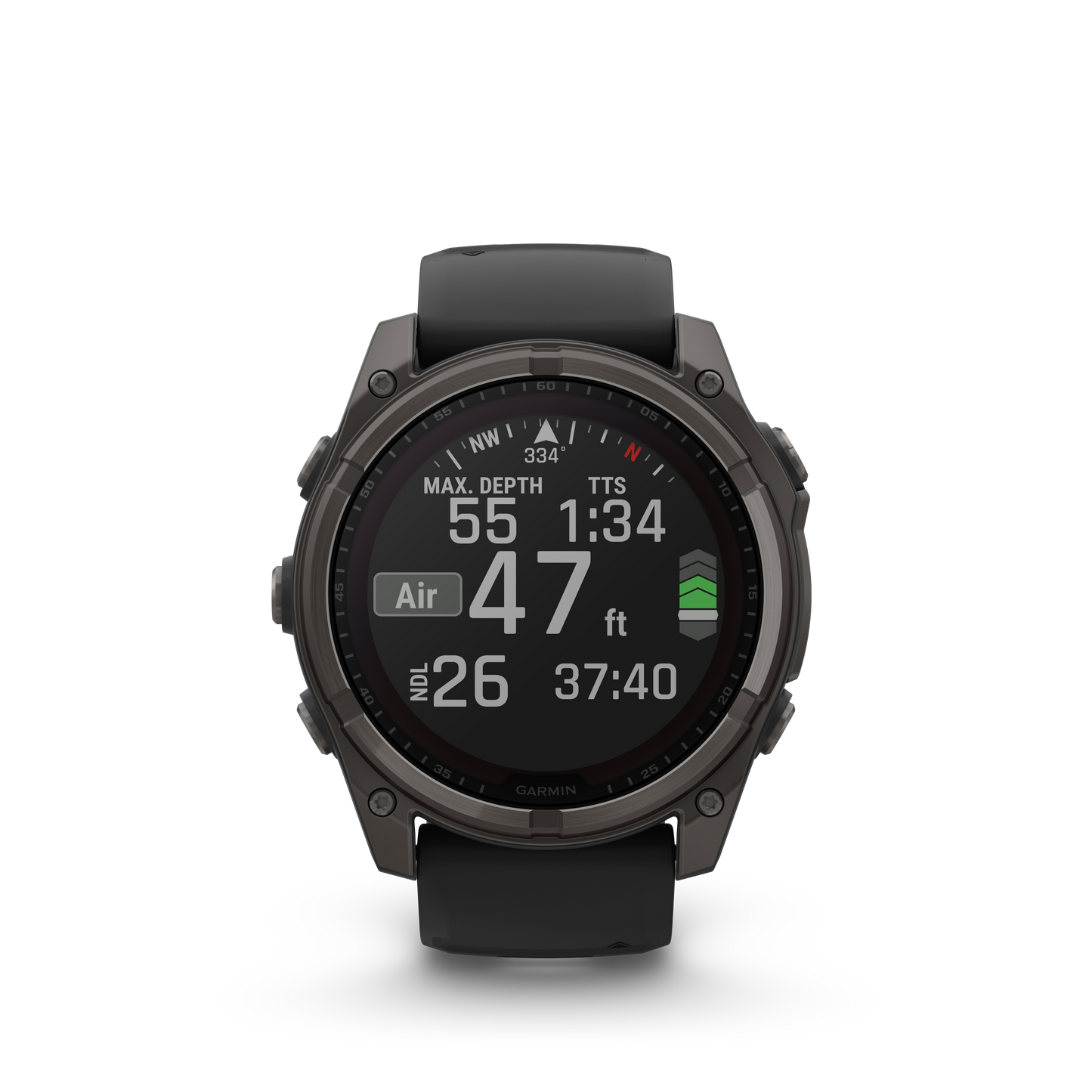 Garmin f?nix 8 – 51mm, Solar Sapphire, Carbon Gray DLC Titanium with Black/Pebble Gray Silicone Band