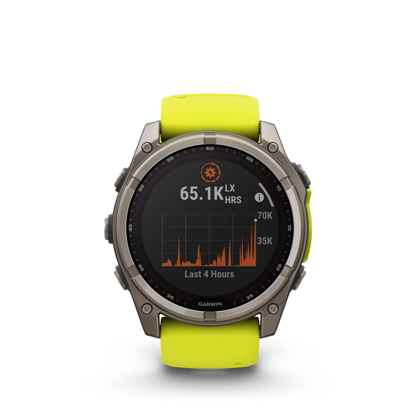 Garmin f?nix 8 – 51mm, Solar Sapphire, Titanium with Amp Yellow/Graphite Silicone Band