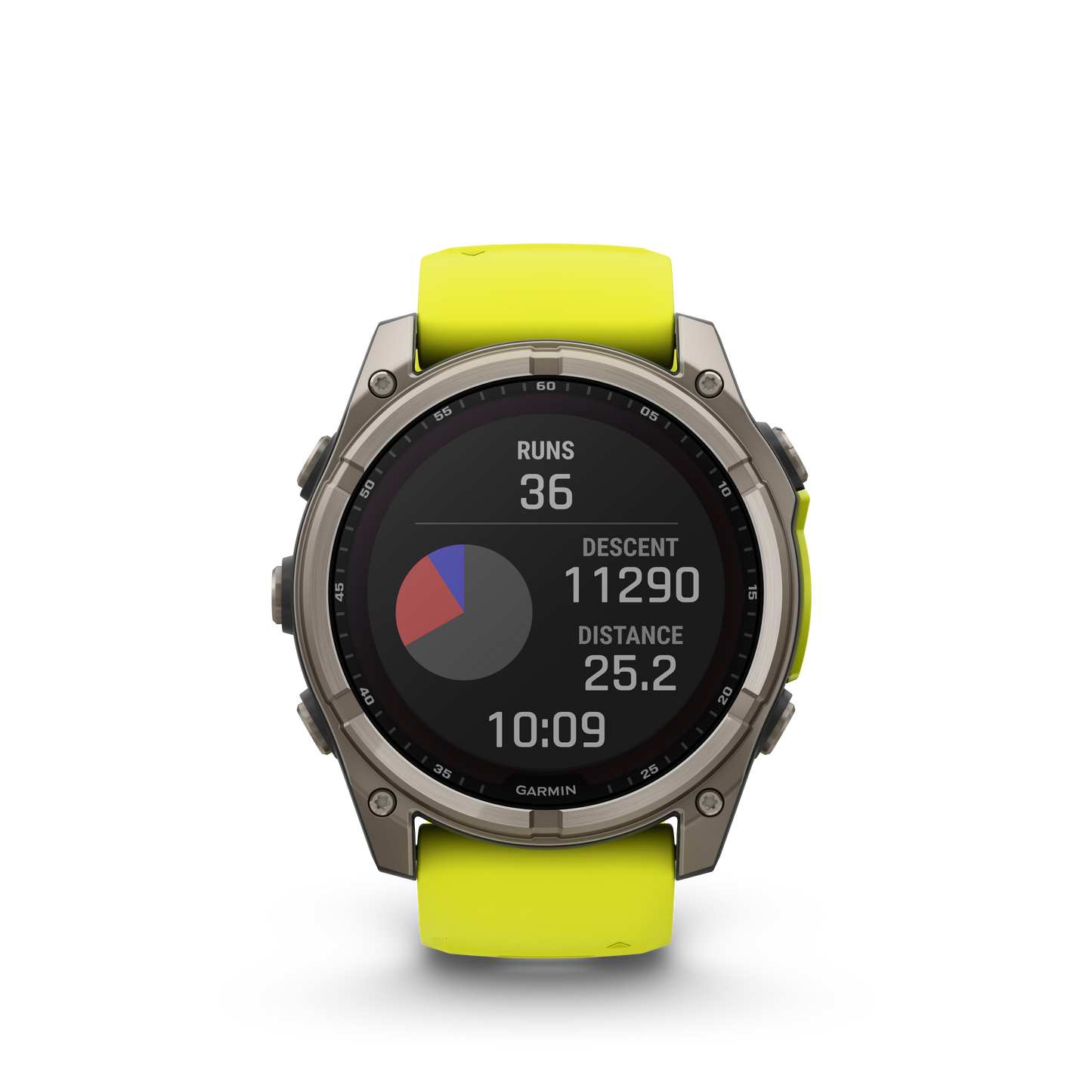Garmin f?nix 8 – 51mm, Solar Sapphire, Titanium with Amp Yellow/Graphite Silicone Band