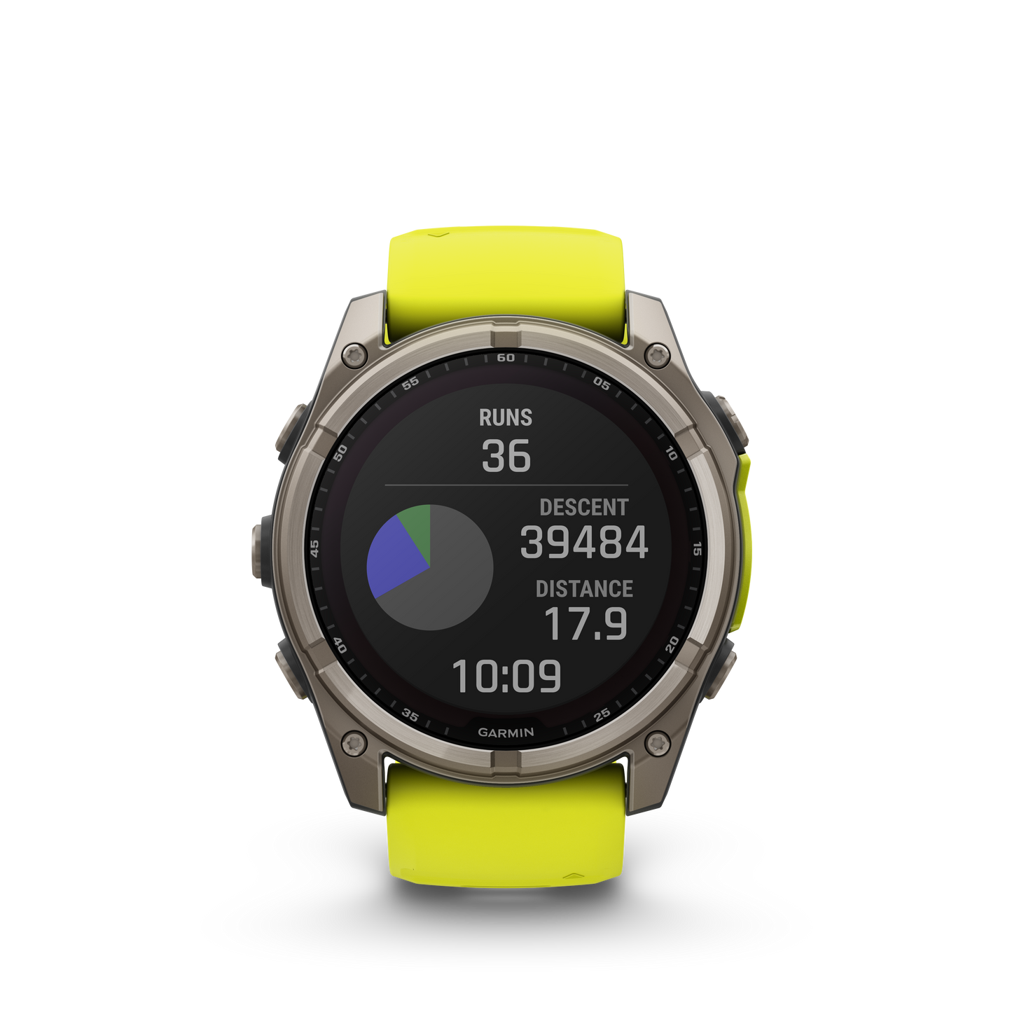 Garmin f?nix 8 – 51mm, Solar Sapphire, Titanium with Amp Yellow/Graphite Silicone Band