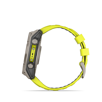 Garmin f?nix 8 – 51mm, Solar Sapphire, Titanium with Amp Yellow/Graphite Silicone Band