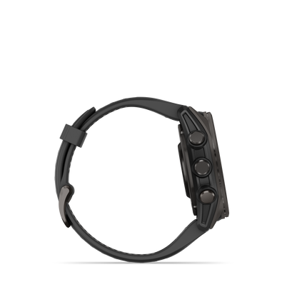 Garmin f?nix 8 – 43mm, AMOLED Sapphire, Carbon Gray DLC Titanium with Black/Pebble Gray Silicone Band