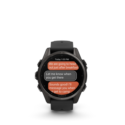 Garmin f?nix 8 – 43mm, AMOLED Sapphire, Carbon Gray DLC Titanium with Black/Pebble Gray Silicone Band