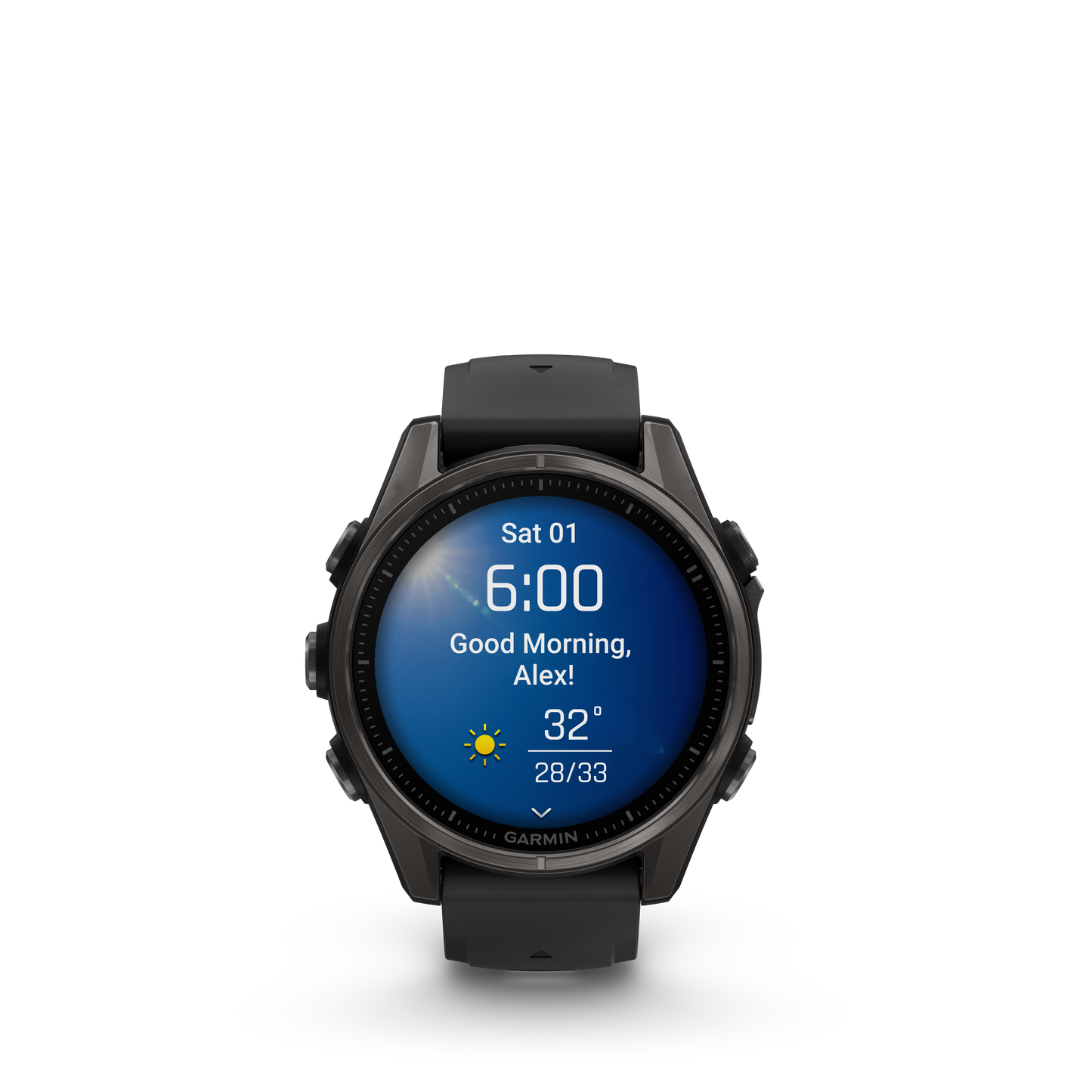 Garmin f?nix 8 – 43mm, AMOLED Sapphire, Carbon Gray DLC Titanium with Black/Pebble Gray Silicone Band