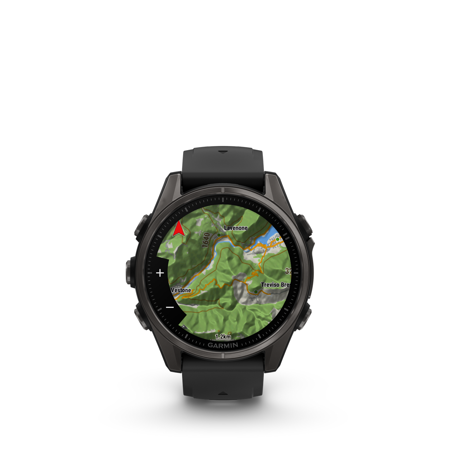 Garmin f?nix 8 – 43mm, AMOLED Sapphire, Carbon Gray DLC Titanium with Black/Pebble Gray Silicone Band
