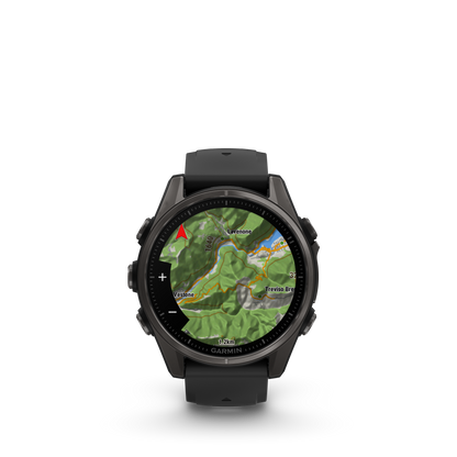 Garmin f?nix 8 – 43mm, AMOLED Sapphire, Carbon Gray DLC Titanium with Black/Pebble Gray Silicone Band