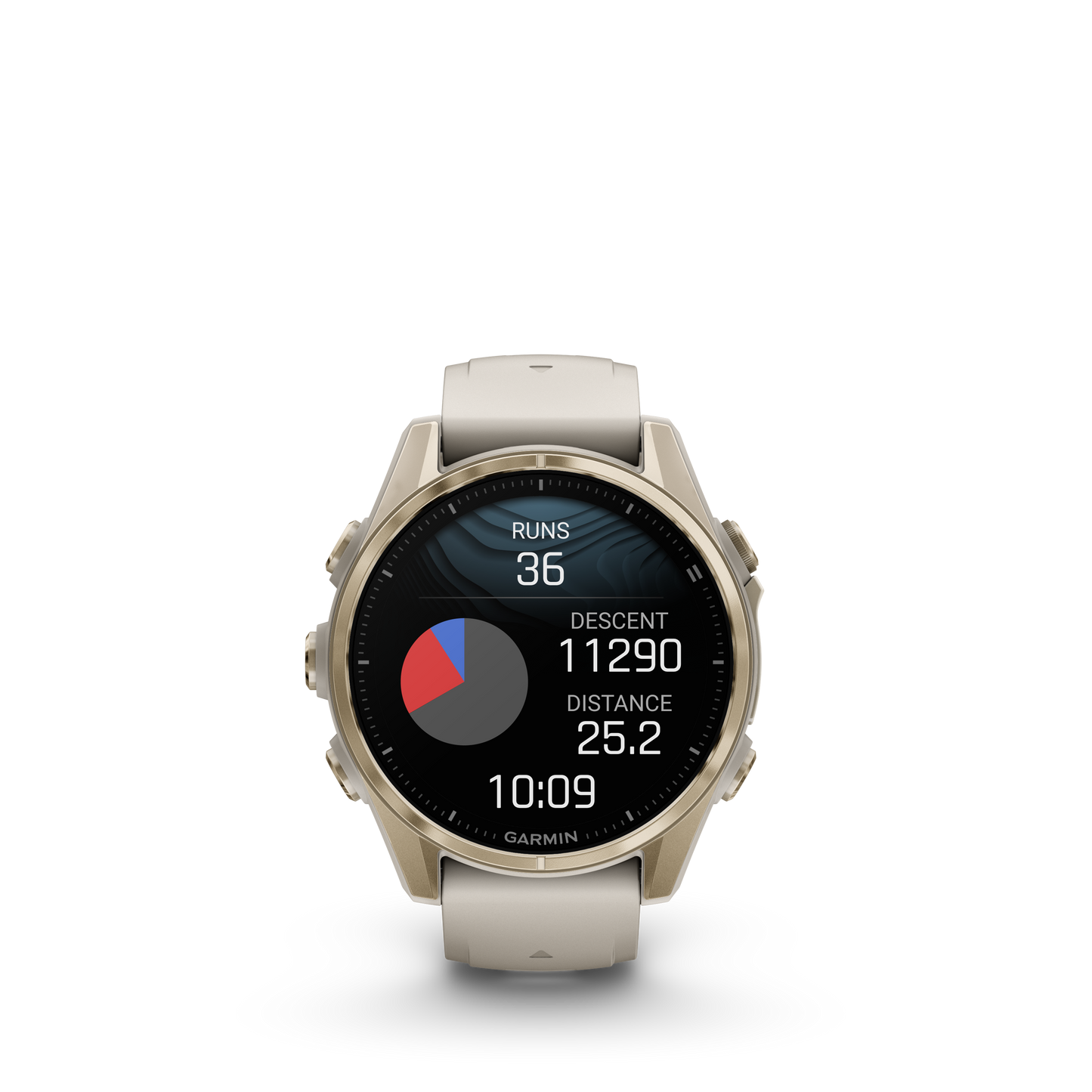 Garmin f?nix 8 – 43mm, AMOLED Sapphire, Soft Gold with Fog Gray/Dark Sandstone Silicone Band