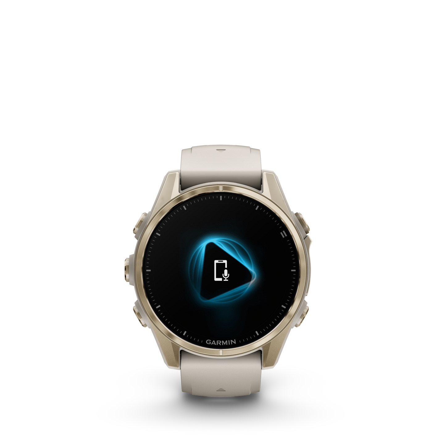 Garmin f?nix 8 – 43mm, AMOLED Sapphire, Soft Gold with Fog Gray/Dark Sandstone Silicone Band