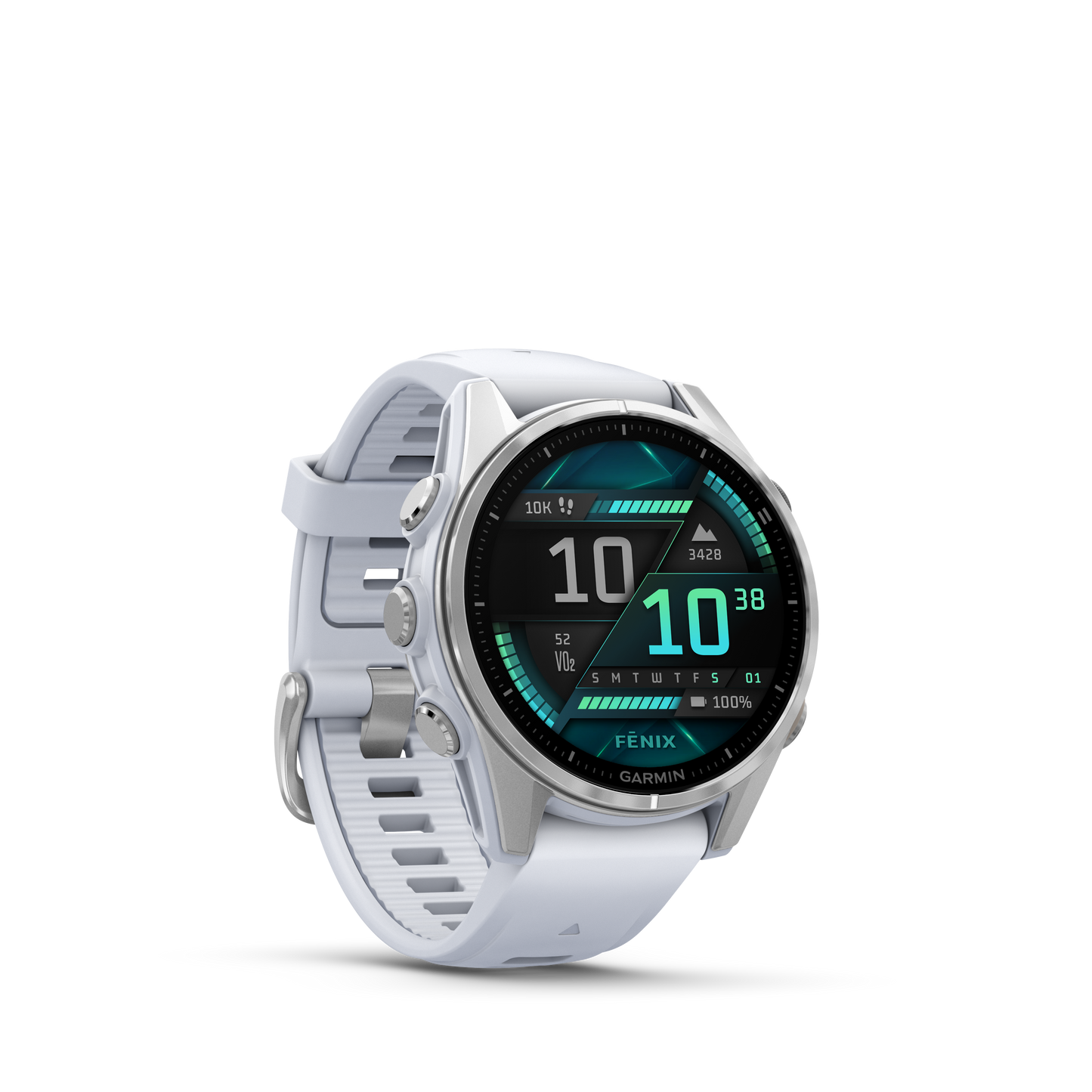 Garmin f?nix 8 – 43mm, AMOLED, Silver with Whitestone Silicone Band