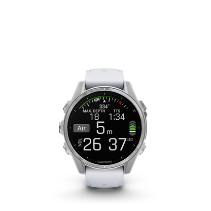Garmin f?nix 8 – 43mm, AMOLED, Silver with Whitestone Silicone Band