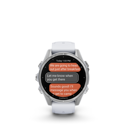 Garmin f?nix 8 – 43mm, AMOLED, Silver with Whitestone Silicone Band