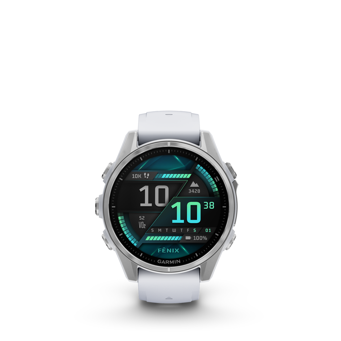 Garmin f?nix 8 – 43mm, AMOLED, Silver with Whitestone Silicone Band