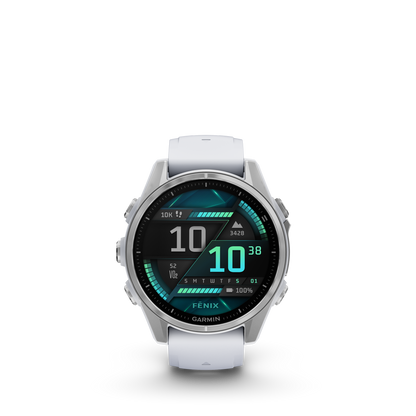 Garmin f?nix 8 – 43mm, AMOLED, Silver with Whitestone Silicone Band