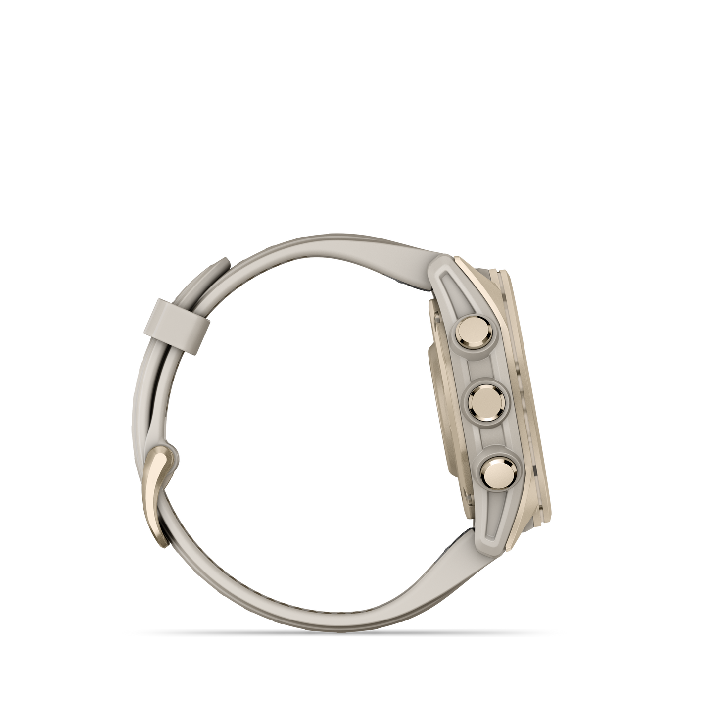 Garmin f?nix 8 – 43mm, AMOLED Sapphire, Soft Gold with Fog Gray/Dark Sandstone Silicone Band