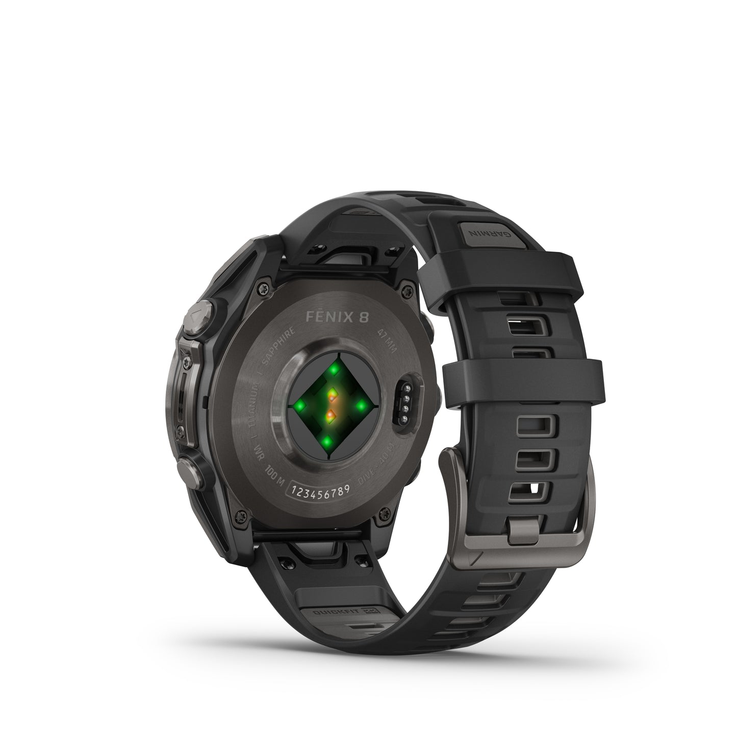 Garmin f?nix 8 – 47mm, AMOLED Sapphire, Carbon Gray DLC Titanium with Black/Pebble Gray Silicone Band